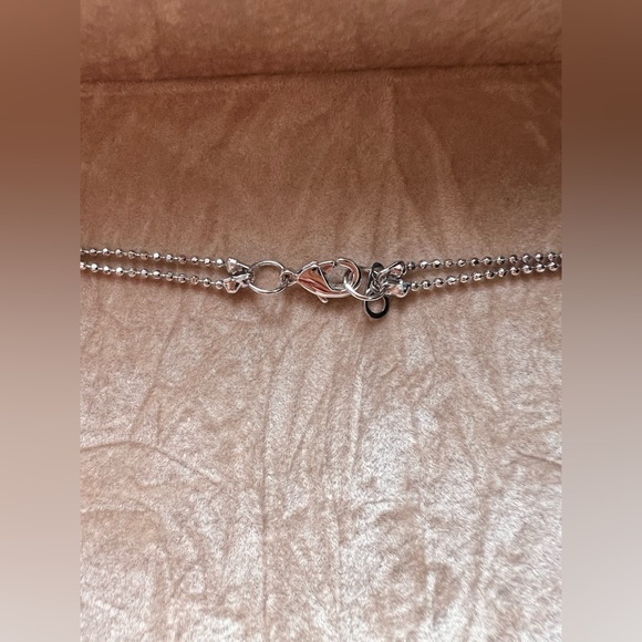 Double Chain, Layering Lock & Key Necklace (Silver) - Picture 5 of 7